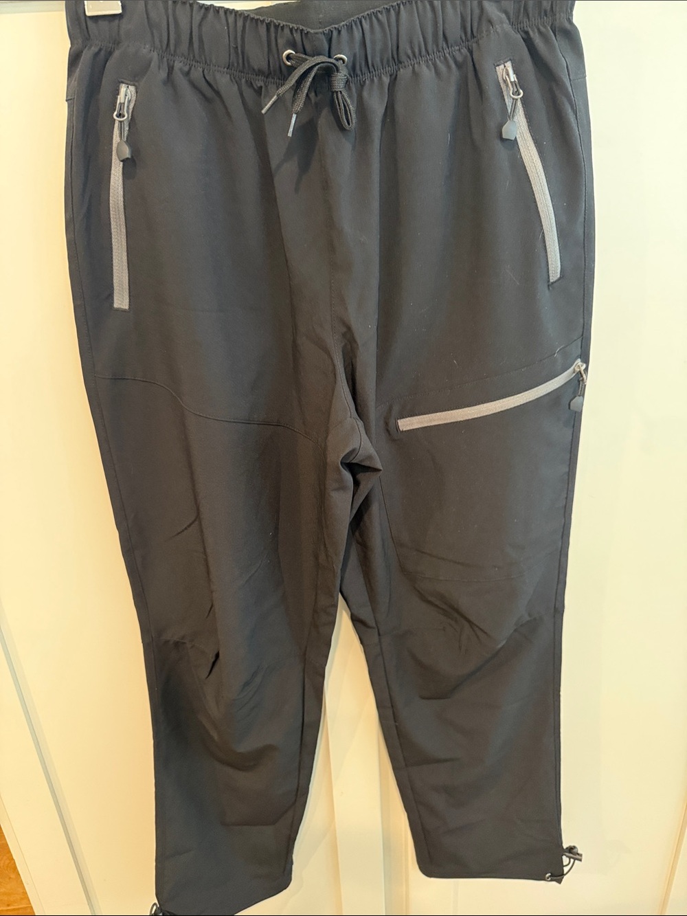Baleaf Black Track Joggers with Gray Zip Accents